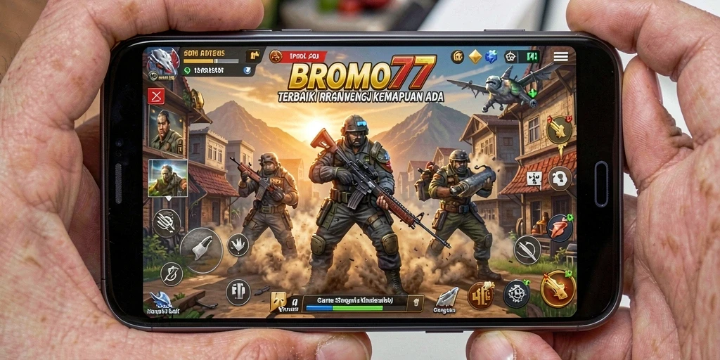 Screenshot menunjukkan gameplay seru BROMO77 dengan aksi strategi yang menarik.