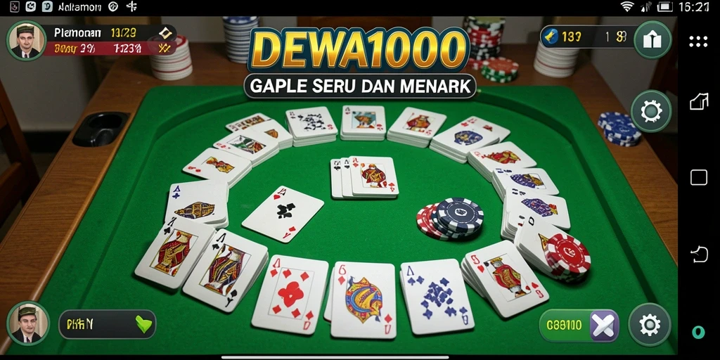 Tampilan gameplay seru dari DEWA1000 saat bermain Gaple.