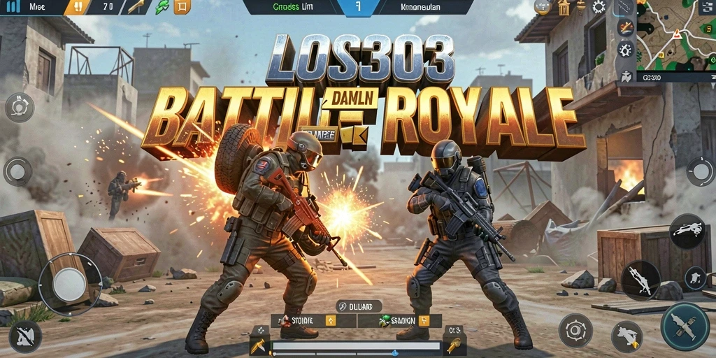 Screenshot utama gameplay Battle Royale yang mendebarkan.