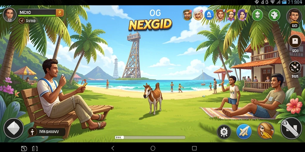 Tampilan seru dari gameplay NEXGID yang menarik dan penuh warna.