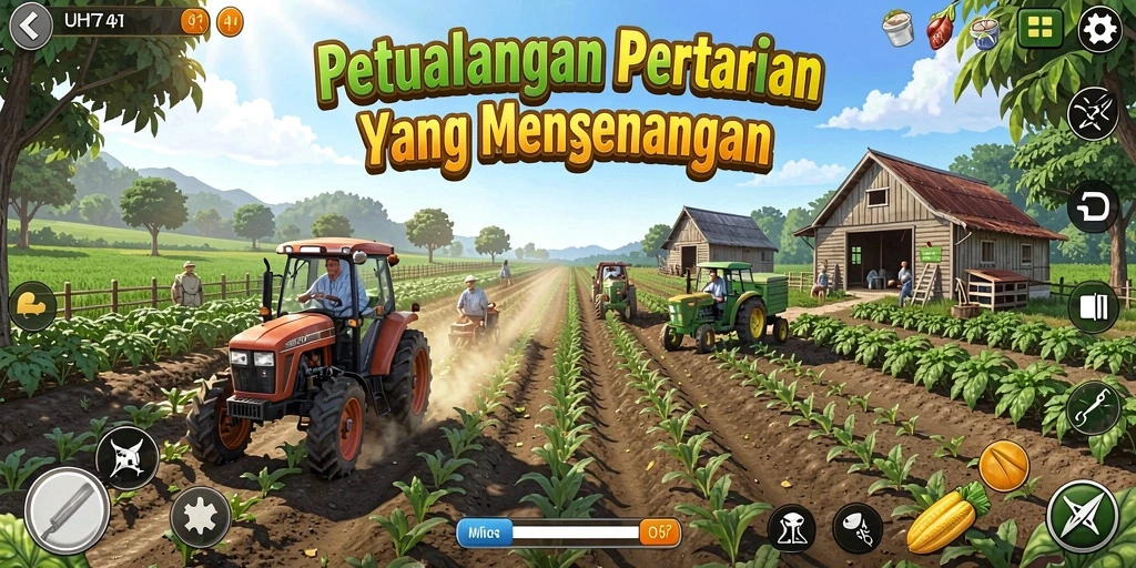Gameplay UH77 menampilkan pengalaman bertani yang imersif dan menyenangkan.