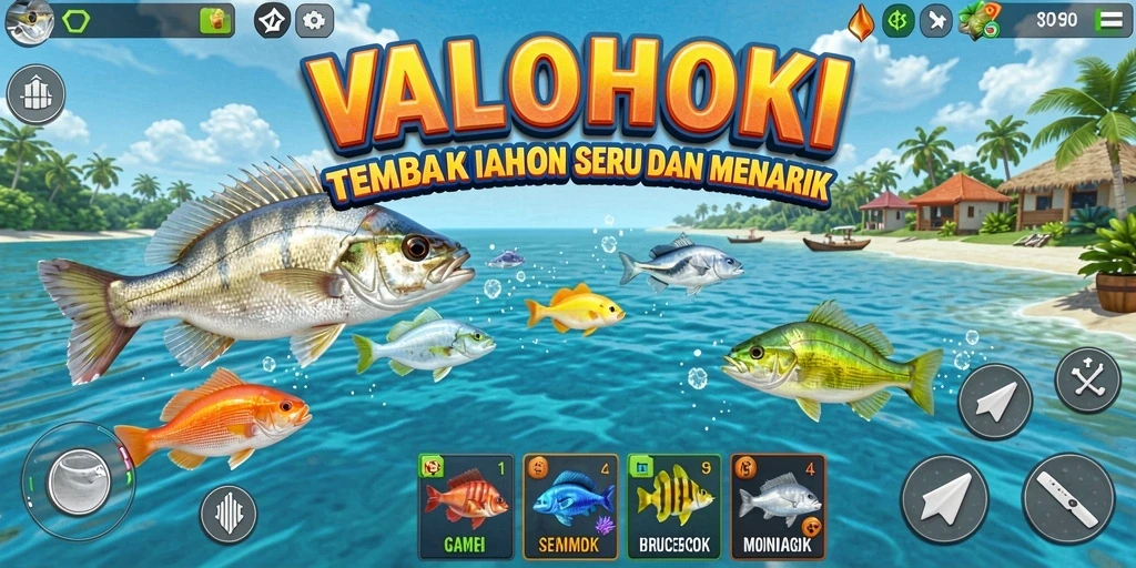 Tampilan gameplay VALOHOKI yang menarik saat memburu ikan.