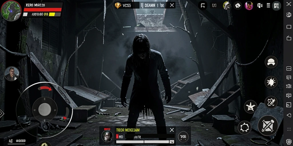 Screenshot gameplay VC55 menampilkan momen ketegangan menakutkan.